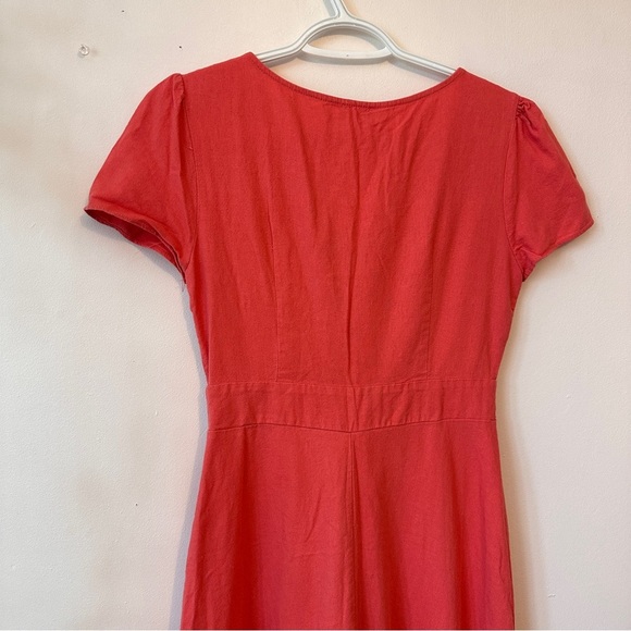 Muse Linen Coral Button-Down Dress - Picture 5 of 6
